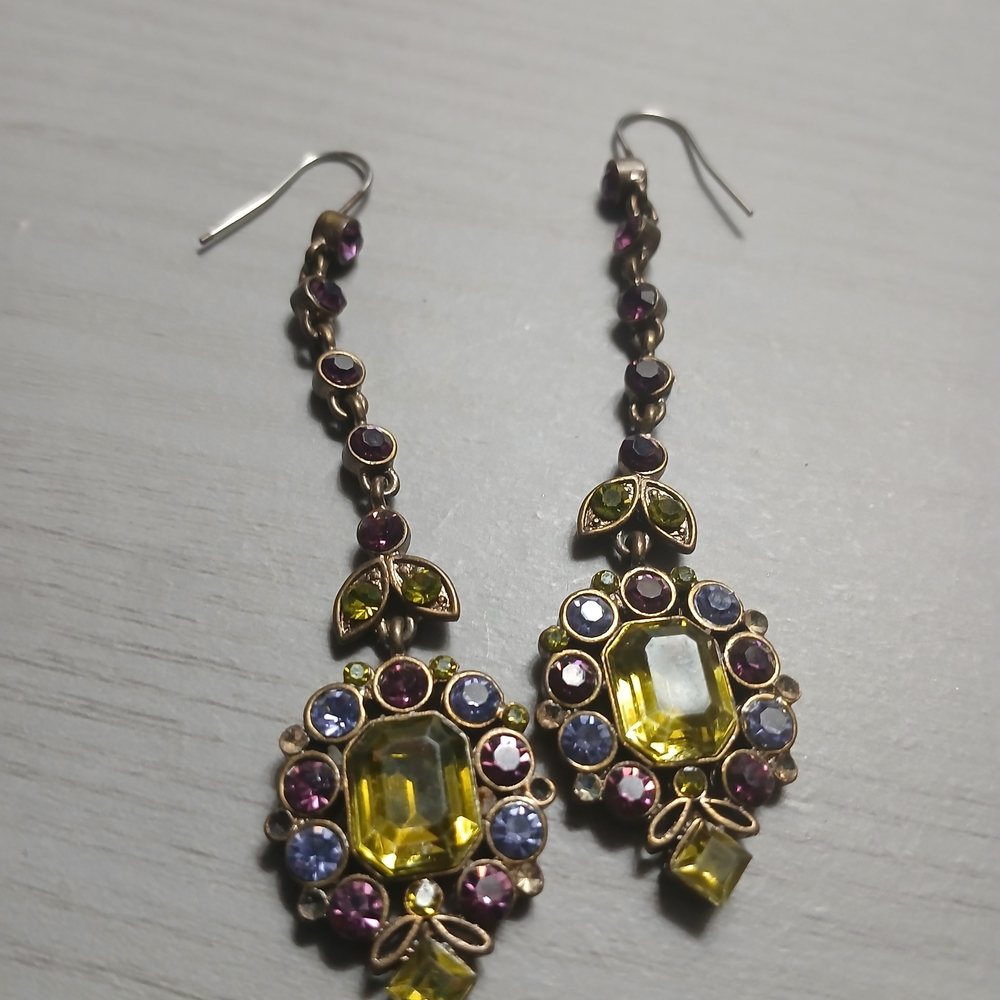 Elegant VINTAGE Multicolor Drop Earrings.. - Picture 9 of 14